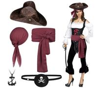 Alaoo Accesorios de Disfraz de Capitán Pirata, 5 PCS Disfraz Pirata Hombre