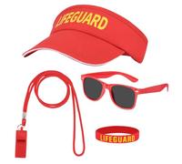 Alaoo Accesorios de Salvavidas, 4PCS Juego de Disfraz de Salvavidas ConSilbato Deportivo, Gorra, Pulsera, Gafas de Sol, Accesorios Socorrista para Mujeres Hombres