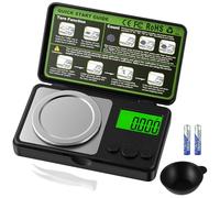 Alaoo Báscula Digital de Alta Precisión,50g/0.001g,Mini Báscula de Bolsillo con Pantalla LCD Retroiluminada y Peso de Calibración,Balanza de Miligramos para Joyería,Oro,Polvos y Medicinas,A