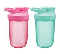 Alaoo Botella Mezcladora,300ML 2PCS Vaso de Batido de Proteína en Polvo con Bola Mezcladora, Coctelera Proteínas a Prueba Fugas para Fitness, Deportes, Gimnasio, Botellas de Bebidas (Esmeralda + Rosa)