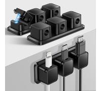 Alaoo Clip de Alambre Magnético, 3Pcs Clips de Soporte de Cable con Base Fija, Clips de Cable Magnéticos, Organizador de Cables Autoadhesivo Hogar USB Cargador Oficina y Coche (Negro)