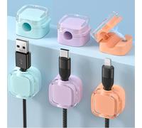 Alaoo Clips para Gestión de Cables, 6PCS Clips para Sujetacables con Magnético Duraderos, Clip de Cable de Resorte Autoadhesivo para Organizar Cables en el Escritorio (Versión Mejorada Color Mixto)