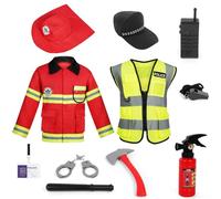 Alaoo Disfraz Bombero para Niños,Set Traje Bombero Infantil con Accesorios | Juego rol Bombero Disfraces para roles para Niños 3 a 9 Años Disfraces Halloween Educación sobre Simulacros Incendio