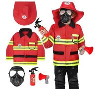 Alaoo Disfraz Bombero para Niños,Set Traje Bombero Infantil con Accesorios | Juego rol Bombero Disfraces para roles para Niños 3 a 9 Años Disfraces Halloween Educación sobre Simulacros Incendio
