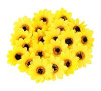 Alaoo Girasoles Artificiales, 20 PCS Cabeza de Flores Artificiales Tela,Cabezas Artificiales Girasoles Decoracion Amarillas para Coronas DIY, Pasteles, Ceremonias de Boda, Fiestas, decoración (7cm)