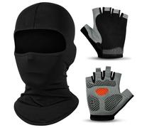 Alaoo Máscara de Pasamontañas,2 Pzs Balaclava Protector con Guantes de Ciclismo Protector UV,Pasamontañas Moto para Motocicleta Hombre y Mujer,para Snowboard, esquí,Ciclismo,Correr(2PCS-L)
