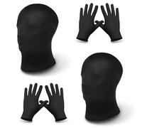 Alaoo Máscaras De Halloween Negra,4 Piezas Máscara Negra Sin Rostro y Guantes,Máscara Facial Completa Negra Transpirable para Carnaval Fiesta Cosplay Disfraz Unisex Hombres Mujeres
