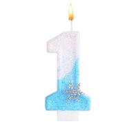Alaoo Velas Cumpleaños Números 1,3D Copo de Nieve Azul y Blanco Velas,Vela de Número 1 de Pastel Decoración,para Aniversarios,Baby Shower de Cumpleaños,Azul