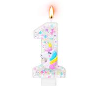 Alaoo Velas Cumpleaños Números 1,Vela Unicornio Lentejuelas Número