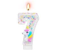 Alaoo Velas Cumpleaños Números 7,Vela Unicornio Lentejuelas NúmeroVela de Número 7 de Pastel Decoración, paraAniversarios, Baby Shower de Cumpleaños Decoraciones Fiesta,Rosa