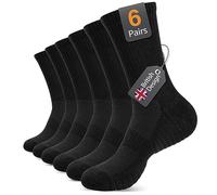 Alaplus Calcetines de Lana Merino para Senderismo y Deportes al Aire Libre - Profesionales, Anti-Burbuja, 3 Pares, Negro, Talla 47-50