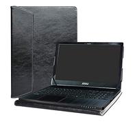 Alapmk Diseñado Especialmente La Funda Protectora de Cuero de PU para 15.6" MSI GS Series GS63 Stealth-010/STEALTH-060 & Stealth Pro GS63VR STEALTH-252/Stealth Pro-230 Ordenador portátil,Negro
