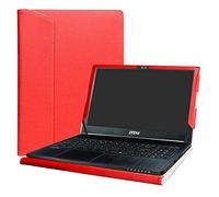 Alapmk Diseñado Especialmente La Funda Protectora de Cuero de PU para 15.6" MSI GS Series GS63 Stealth-010/STEALTH-060 & Stealth Pro GS63VR STEALTH-252/Stealth Pro-230 Ordenador portátil,Rojo