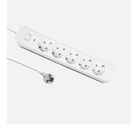 Alargadera dalton c/cable 3m 3gx1,5mm blanco/gris 5enchufes+interrupto
