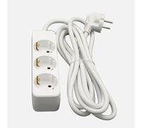 Alargadera florey cable 1,5m 3gx1,5mm2, 3enchufes blanco 4x4x16cm