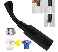 Alargador Aireador de Grifo Cocina Fregadero con Manguera, M24 Negro Extensor Grifo con Adaptador Grifo Cocina, Boquilla Atomizador Burbujeador Grifo con 3 Modos, Flexible Difusor Filtro para Lavabo