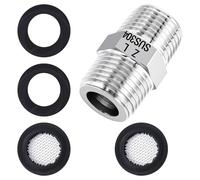 Alargador de manguera de ducha de 1/2 pulgadas, diámetro de 20 mm, acero inoxidable, doble boquilla con 2 elementos de filtro y 2 juntas para tuberías, conexiones válvulas
