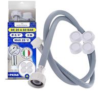 Alargador de Manguera Lavadora y Lavavajillas 3 m para Entrada Agua 25°C Presión de 20 a 60 Bar con Conexión Ø 3/4" - Incluye 4 Soporte Antivibración Lavadora - MADE IN ITALY - MONTERAL