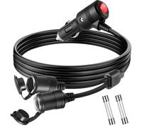 Alargador Mechero Coche 12V / 24V, Conector Mechero Coche de 2,7M con Dos Fusibles de 15A, Extensión Enchufe Encendedor Cigarrillos de Automóvil Portátil de Doble Extremo de 12V