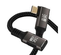 Alargador USB-C de 90 grados corto de 60cm Compatible con Thunderbolt 5/4/3, Cable alargador usbc macho a hembra de ángulo recto Carga rápida de 240W,transferencia de datos de 80Gbps y video 16K/8K.