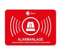 "Alarm", 5 unidades, iSecur, alarma de seguridad, 50 x 35 mm, Art. Hin_047_5er_auser, nota sobre el sistema de alarma, pegatina exterior para ventanas, casa, coche, camión, maquinaria de construcción.