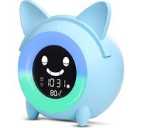 Alarm Clock for Kids, Sleep Trainer for Kids, Bedroom Wake Up Clock Cute Digital Clock with Temperature, 5 Colors Smart Night Light Clock Teach Boys A