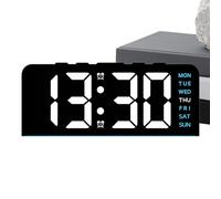 Alarm Clock | Modern Battery Powered Temperature Date Display , 16x6.7x4cm Touch-Controlled LED Clock Digital With Ambient Light | For Indoor Home Bedroom Living Room Office Apartment Kids Adults