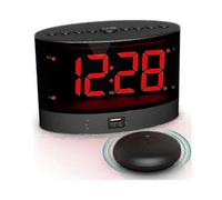 Alarm Clock with Wireless Bed Shaker, Dual Vibrating Alarm Clock for Heavy Sleepers, Deaf And Hard Of Hearing, Adjustable Volume/dimmer/alarm Mode, Us