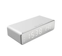 Alarm Clock with Wireless Charging - 16x7.5x4cm Aluminum Alloy | Soothing Sounds Alarm - Temperature Display Cellphone Stand | Bedside Clock Phone Charger For Bedroom Bedside Home Office