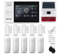 Alarma casa con Sirena WiFi + gsm 4G - HXA007 | HUXGO Kit Alarma casa inalámbrico con 5X sensores PIR de Movimiento, 5X sensores de Puerta/Ventana | Aplicación Tuya con Aviso al móvil