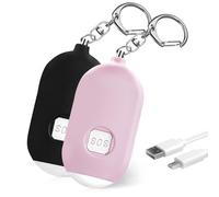 Alarma de bolsillo para mujeres, 2 unidades de 130 dB, alarma personal, llavero de autodefensa, alarma con linterna, alarma de pánico, seguridad personal, mujeres, niños, personas mayores