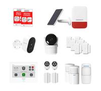 Alarma de casa conectada sin suscripción - Daewoo Security Smart Protect Remote MAX con cámaras HD, Sirena Solar y 8 contactores de Puerta - Compatible con Alexa & Google Home