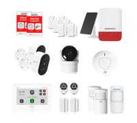 Alarma de casa conectada sin suscripción - Daewoo Security Smart Protect Safety MAX con cámaras HD, Sirena Solar, Detector de Humo y 8 contactores de Puerta - Compatible con Alexa & Google Home