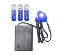 Alarma de coche falsa, pilas incluidas, luz LED que simula un sistema de seguridad ficticio, con pegatinas de advertencia (con detector de atardecer a amanecer)1Paquete, Azul