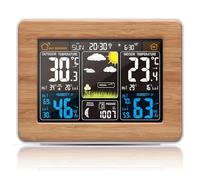 Alarma de estación meteorológica multifunción, reloj, termómetro, higrómetro, Sensor inalámbrico, amanecer, atardecer, retroiluminación ajustable(Brown)