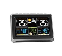 Alarma de estación meteorológica multifunción, reloj, termómetro, higrómetro, Sensor inalámbrico, amanecer, atardecer, retroiluminación ajustable(Nero)