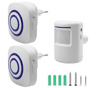 Alarma de paso inalámbrica, campana de carga, sistema de alarma inalámbrica con 2 receptores electrónicos plug-in, 1 detector de movimiento PIR, detector de paso, timbre de puerta, alarma inalámbrica