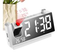 Alarma de proyección: techo inteligente de 7.3 x 3.5 pulgadas, doble proyección digital, espejo de pantalla LED HD, proyector de tiempo multifunción, mesita de noche moderna para el hogar, dormitorio