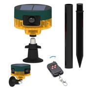 Alarma de sensor de movimiento, alarma de perro ladrando 13 sonidos Sensor de movimiento solar Soporte para exteriores Alarmas de grabación al aire libre con control remoto para el hogar, villa, pati