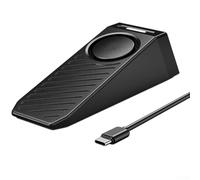 Alarma de tope de puerta recargable con sensibilidad ajustable 130dB Sirena intermitente luz roja detección de vibraciones puerto USB-C compacto 27x40x92mm Base ligera antideslizante negra para el