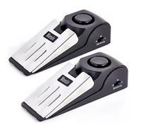 Alarma de tope de puerta, tope de puerta con alarma de seguridad de 120 dB, tope de puerta de cuña de piso para viajes, apartamento, casa (paquete de 2)