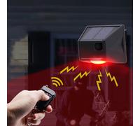 Alarma estroboscópica con detector de movimiento y control remoto. Sirenas de seguridad con sonido de 129 dB. Protección IP65. Funcionamiento las