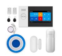 Alarma inteligente y GSM, de seguridad de alarma for el hogar completamente táctil de 4,3 pulgadas con minisirena inalámbrica for interiores que funciona,Control de alarma completo