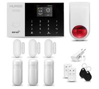 Alarma para casa con Sirena Exterior WiFi + gsm | Kit de Alarma inalámbrico con 3 sensores PIR de Movimiento y 3 sensores de Puerta/Ventana | App Tuya con Aviso al móvil | HUXGO® HXA005
