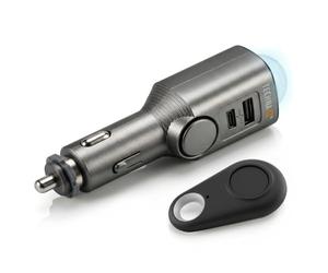 Alarma para Coche Technaxx con Sensor de Movimiento PIR - Alarma enchufable 12-24V con Sirena de 110 dB, batería de 6 días, Puertos USB duales, Pantalla LED y Control Remoto - TX-100