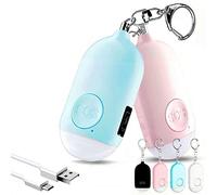 Alarma Personal Autodefensa de Bolsillo Hion - Llavero de Defensa Personal Recargable 130 dB con Iluminación LED para Mujeres, Niños y Personas Mayores - Potente y Confiable(Azul+Rosa)