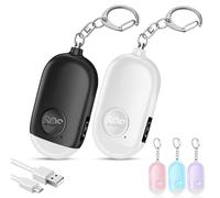 Alarma Personal Autodefensa de Bolsillo Hion - Llavero de Defensa Personal Recargable 130 dB con Iluminación LED para Mujeres, Niños y Personas Mayores - Potente y Confiable(Blanco+Negro)