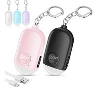 Alarma Personal Autodefensa de Bolsillo Hion - Llavero de Defensa Personal Recargable 130 dB con Iluminación LED para Mujeres, Niños y Personas Mayores - Potente y Confiable(Negro+Rosa)