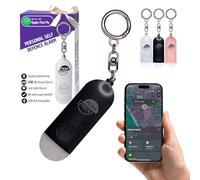 Alarma Personal de autodefensa de 130dB con GPS Compatible con FindMy, luz LED estroboscópica, indicador de batería Baja y Llavero, Ideal para Seguridad en Mujeres, jóvenes o Adultos (Negro/Black)