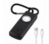 Alarma Personal de Emergencia con Mosquetón, 130dB Sirena de Defensa Propia, Llavero de Seguridad, Señal de Luz Intermitente LED, para Mujeres, Personas Mayores y Toda la Familia(Negro)